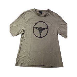£350 - Dunhill London Men's XL Beige Steering Wheel Graphic T Shirt 100% Cotton